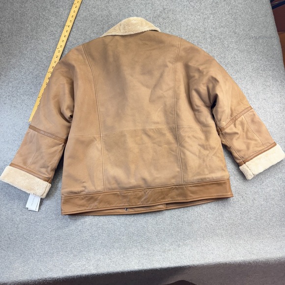 Wilsons Leather Ramona Jacket M NWT Tan Faux‎ Shearling Moto Coat Genuine Trim - Picture 12 of 15
